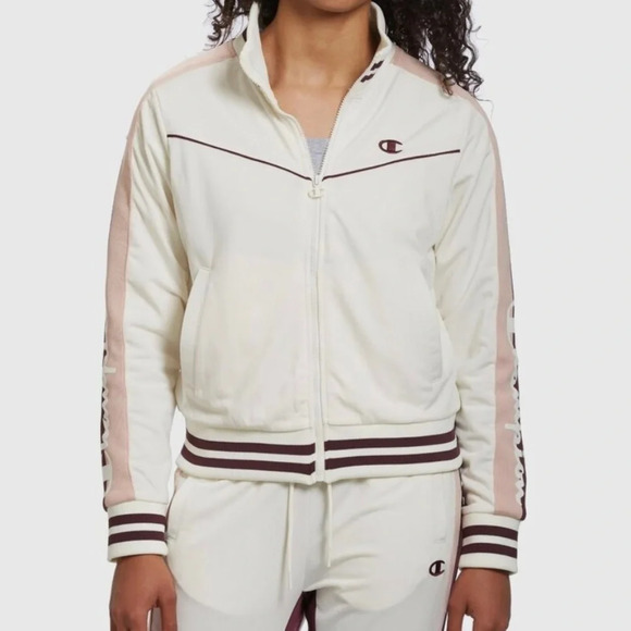Champion Jackets & Blazers - Champion Y2K athleisure pink/white retro full zip track jacket medium